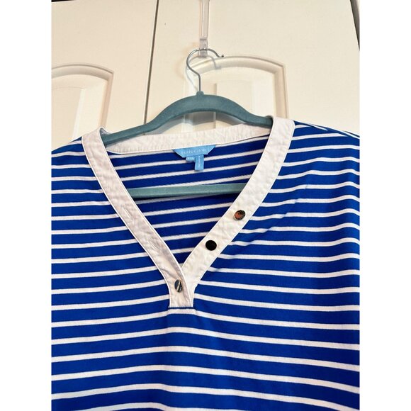 Draper James Blue & White Striped V-Neck Puff Sleeve Top Size XXL 100% Cotton Wo - Picture 5 of 8
